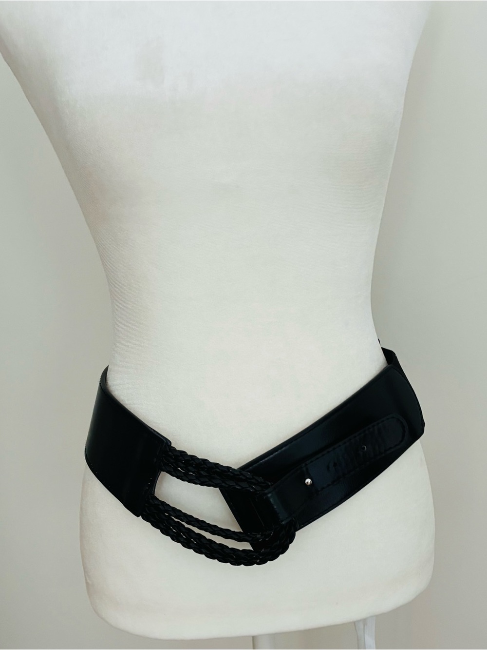 Black Braided Detail Wide Waist Belt - Women Accessories